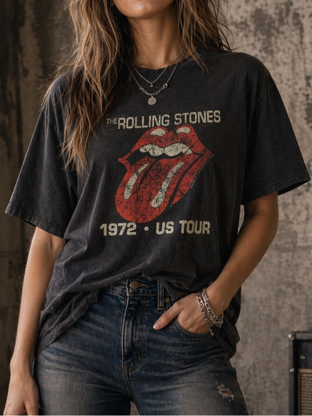 Rolling Stones | 1972 US Tour Graphic Tee XL | Distressed Band Shirt